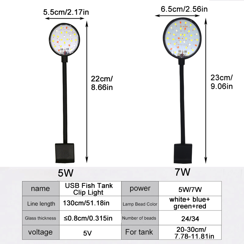 USB Aquarium LED Lamp Fish Tan - Aquarium Plant Light Spectrum avaliação e preço