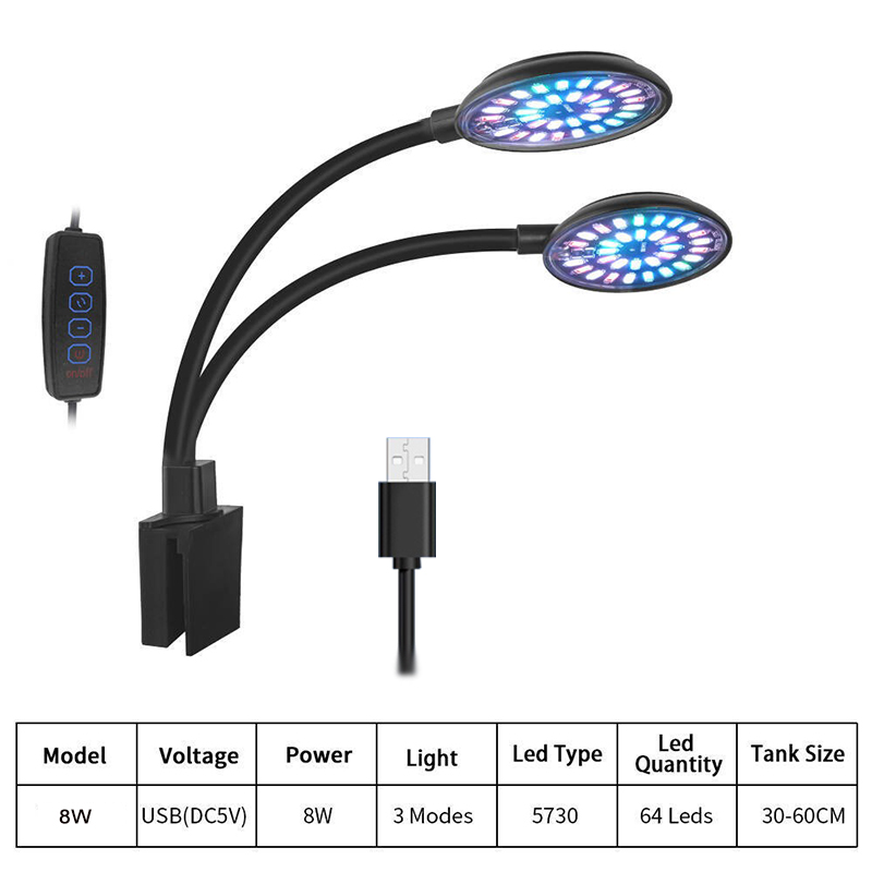 USB Aquarium LED Light Fish Ta - Aquarium Plant Light Spectrum avaliação e preço