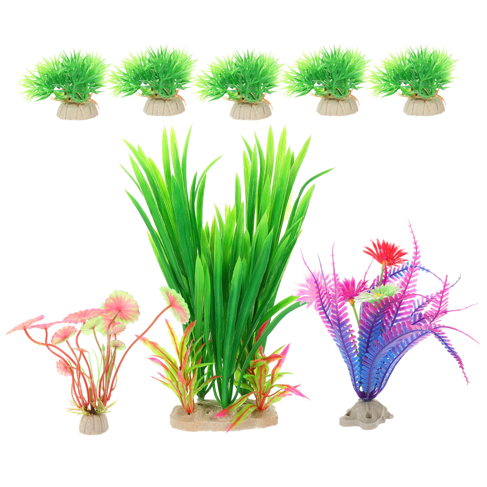 8Pcs Lifelike Plastic Aquatic  - Aquarium Planted Setup avaliação e preço