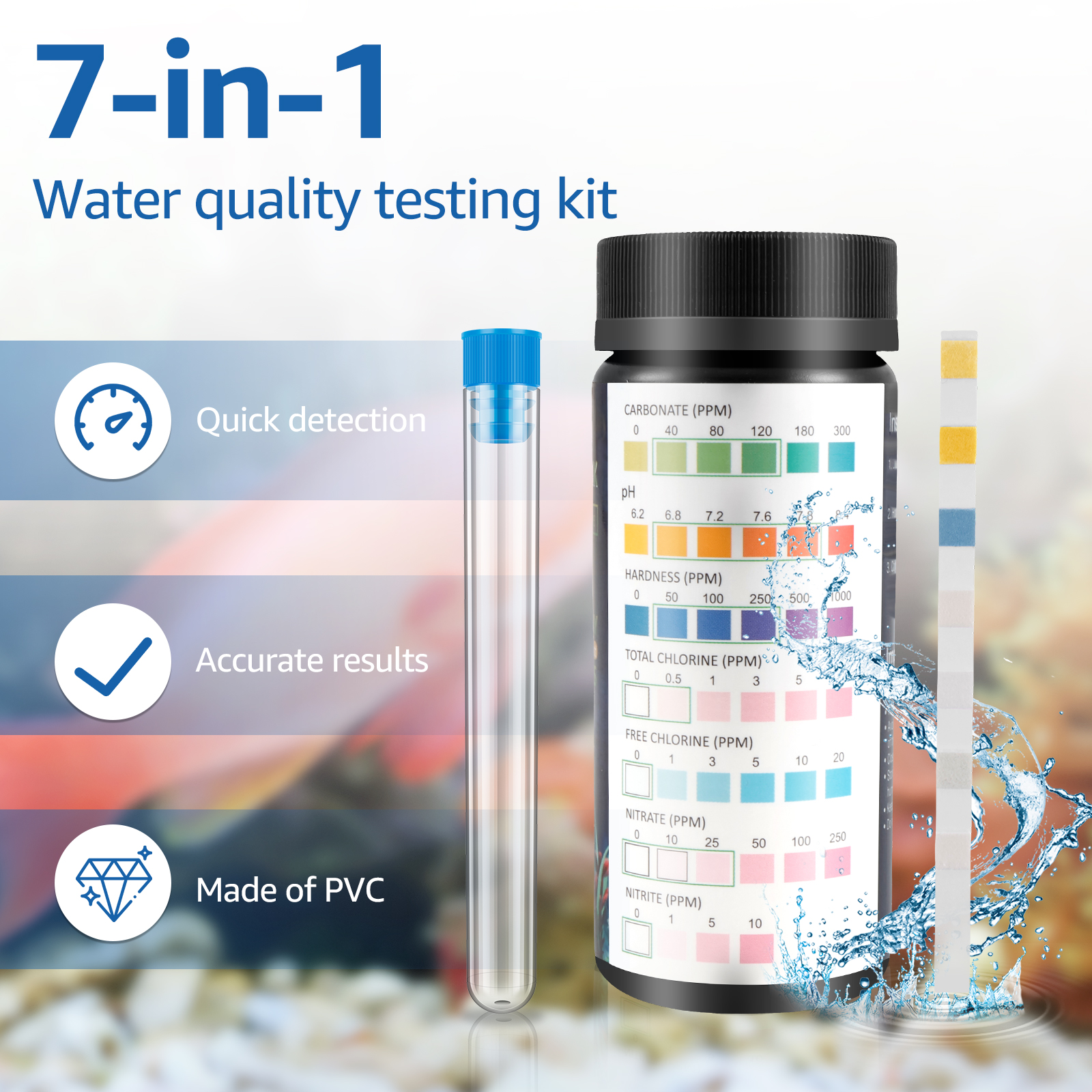 100Pcs 7 in 1 Aquarium Test St - Planted Aquarium Test Kit avaliação e preço
