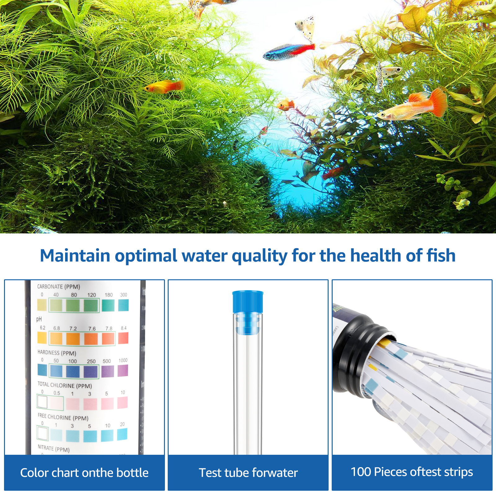 100Pcs 7 in 1 Aquarium Test St - Planted Aquarium Test Kit avaliação e preço